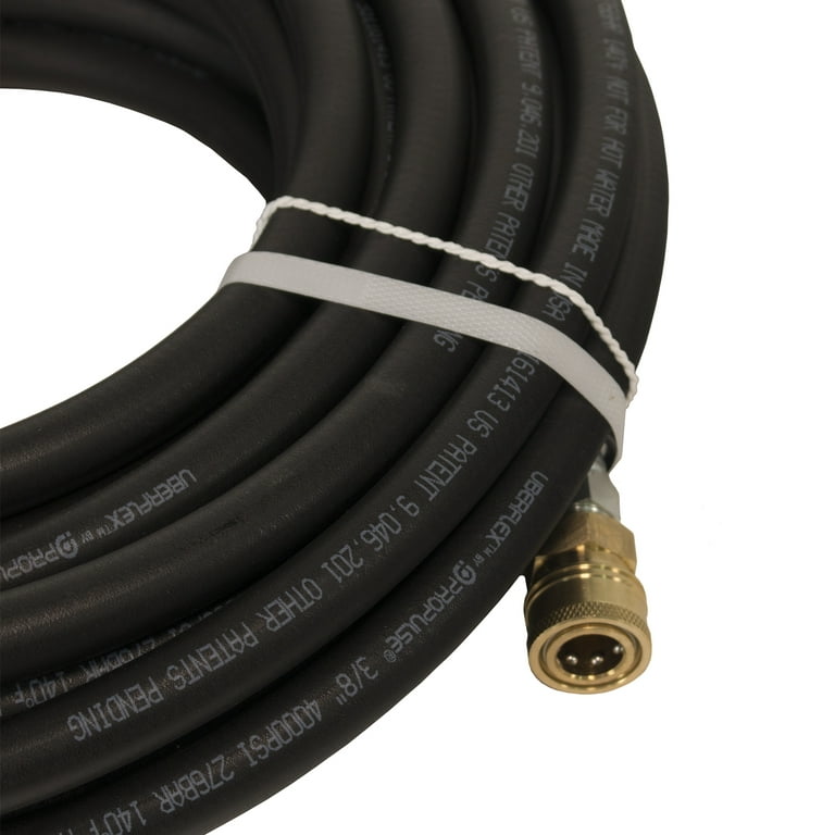 Propulse 4000 PSI 3/8 inch x 50' Uberflex Non Marking Pressure Washer Hose with Couplers, Black