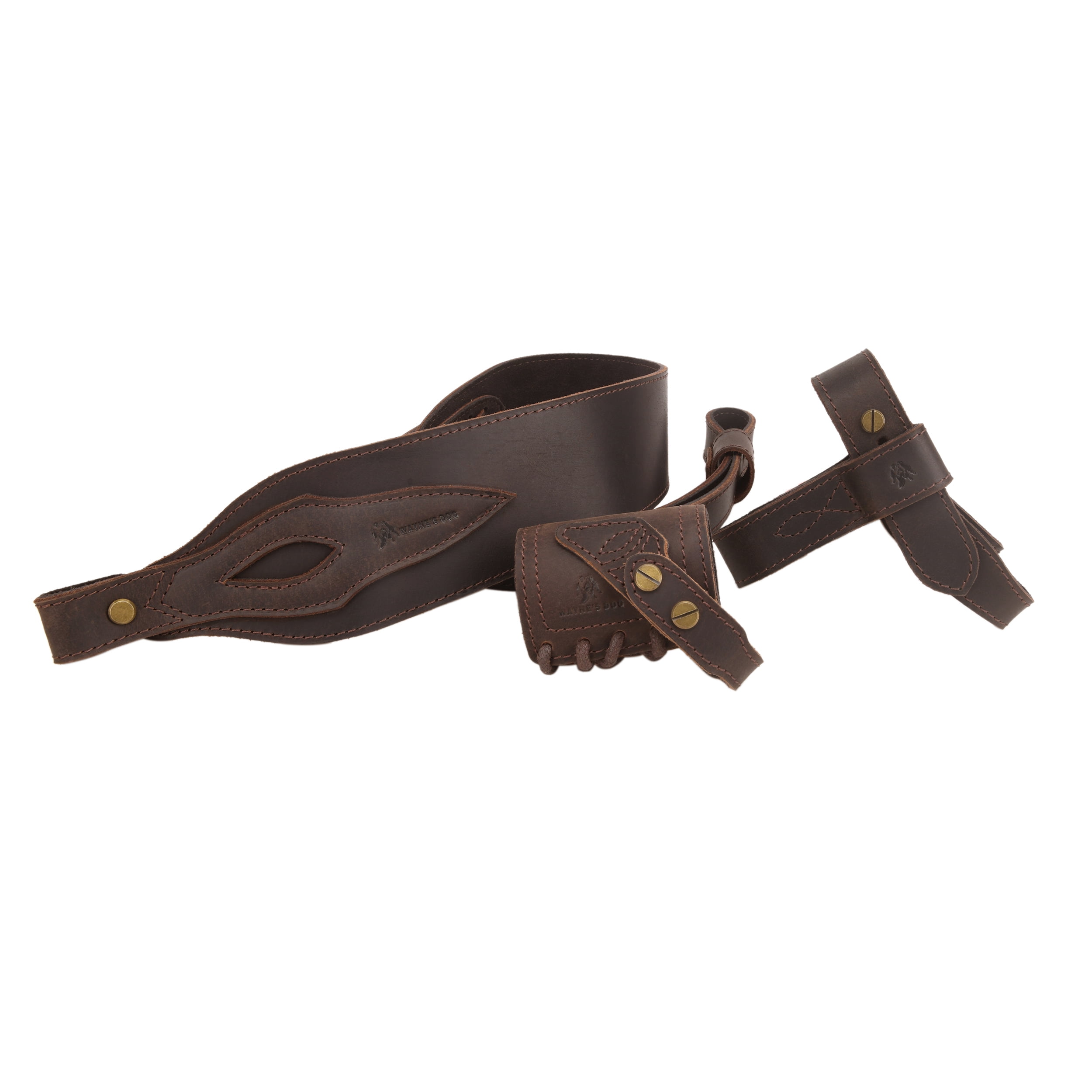 1 Suit Full Leather Rifle No Drill Harnessed Buttstock Holder Cover , Barrel Mount with Leather Gun  Sling
