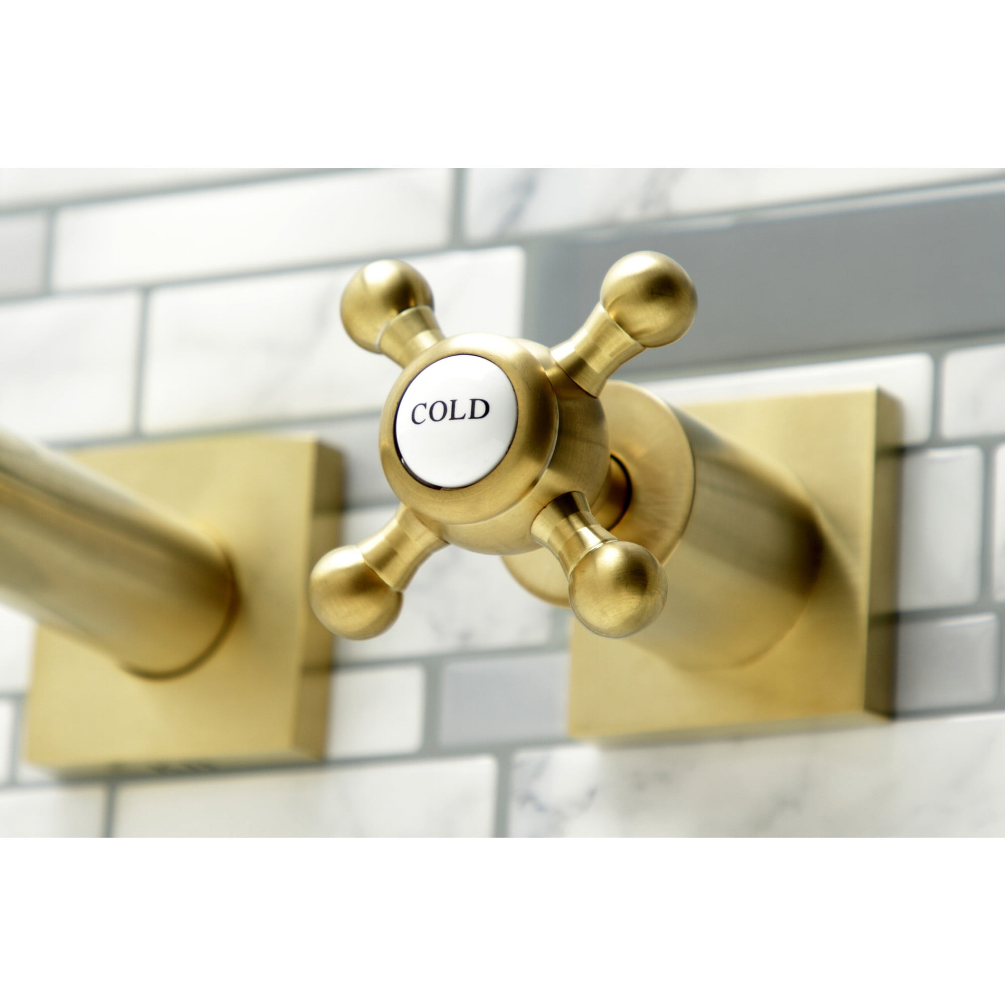 Kingston Brass KS6047BX Metropolitan Two-Handle Wall Mount Roman Tub Faucet, Brushed Brass