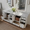 thumbnail image 3 of Audrey 84 in. Bath Vanity Set in White with White Quartz Top with Brushed Nickel, 3 of 5