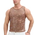 thumbnail image 5 of Purcolt Mens Rhinestone Mesh Tank Tops Trendy Casual Crewneck Sleeveless Shirts Lightweight See Through Slim Fit Clubwear T-Shirts, 5 of 6