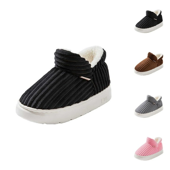 Cozy Fuzzy Slippers for Women Plush Warm Bedroom Slides Corduroy On Shoes With Backstrap Cozy Indoor Outdoor Comfort Slides For Warm Soft Sole Slippers