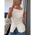 thumbnail image 6 of Womens Vest Top Trendy Button Up Tank Tops Asymmetrical Y2k Going Out Top White M, 6 of 9