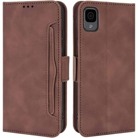 Alcatel TCL 30 Z T602DL Case, TCL 30 LE Case, Magnetic Full Body Protection Shockproof Flip Leather Wallet Case Cover with Card Holder for TCL 30Z / TCL 30LE Phone Case (Brown)