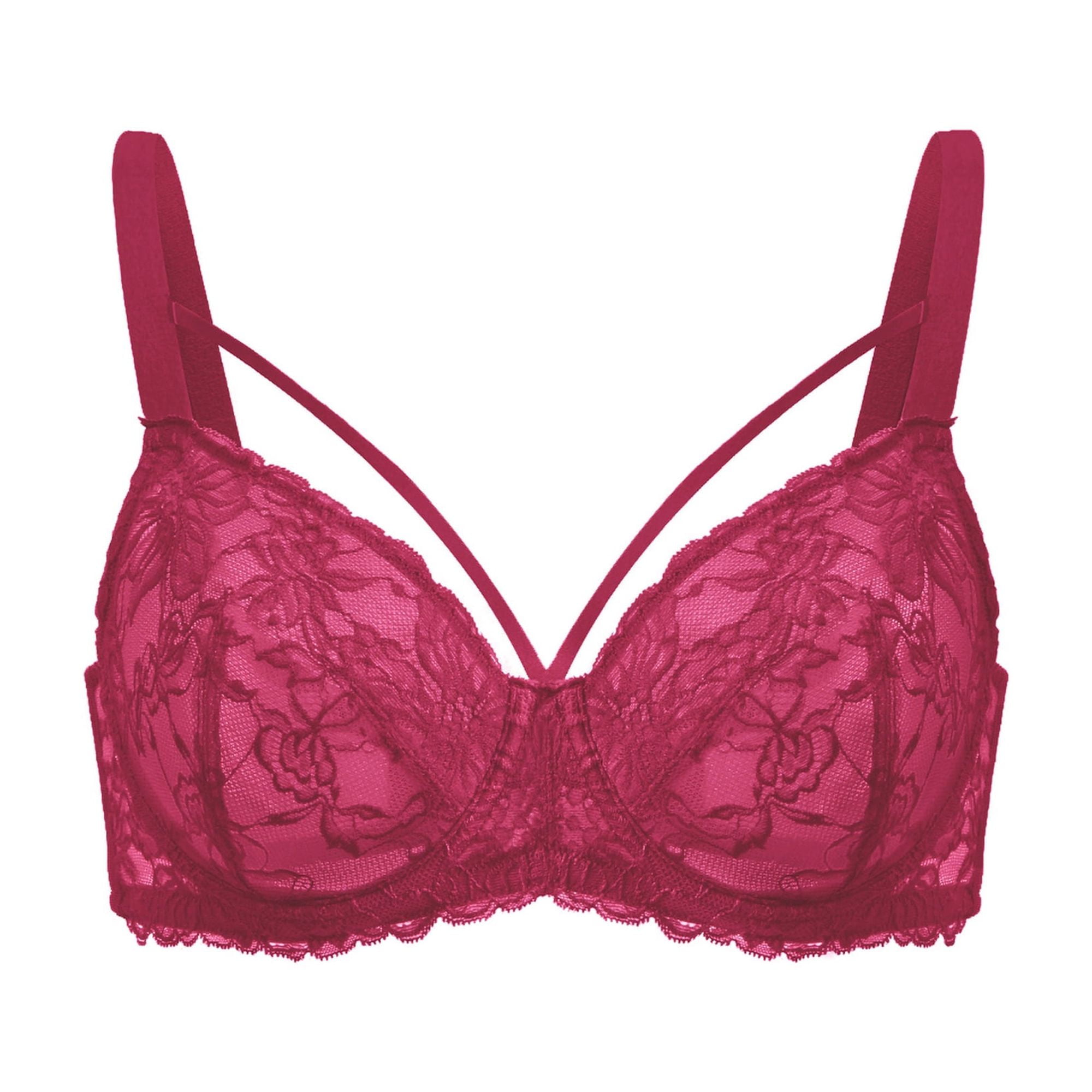 HSIA Womens Plus Size Bras Full Coverage Mesh Unlined Minimizer Bras Rose Red 40DD