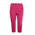 thumbnail image 6 of Capri Leggings for Women Summer Yoga Capris Side Ruched Cut-Out High Waisted Soft Casual Workout Legging Shorts (3XL, Hot Pink), 6 of 7