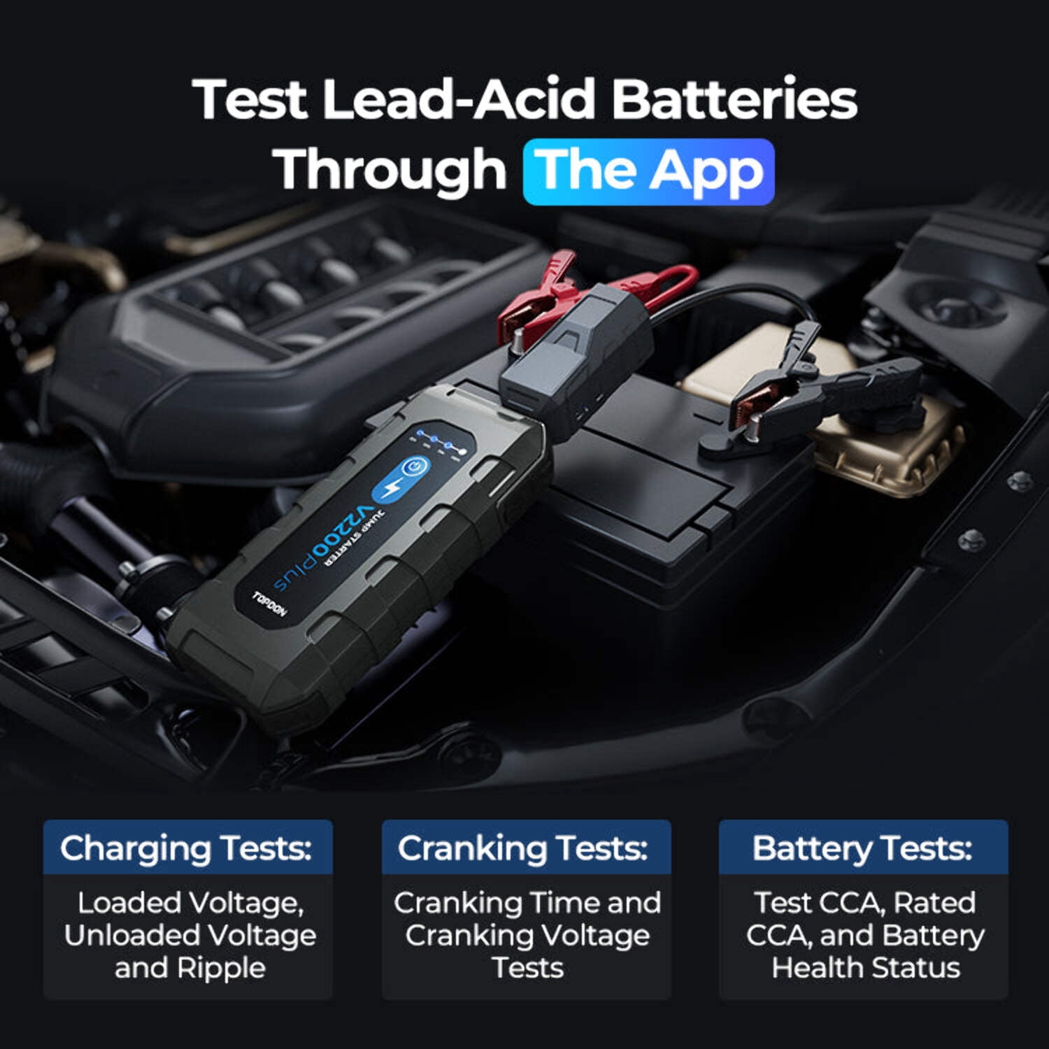 Topdon V2200Plus - 2-in-1 2200 Peak Amp Jump Starter & Battery/System Tester