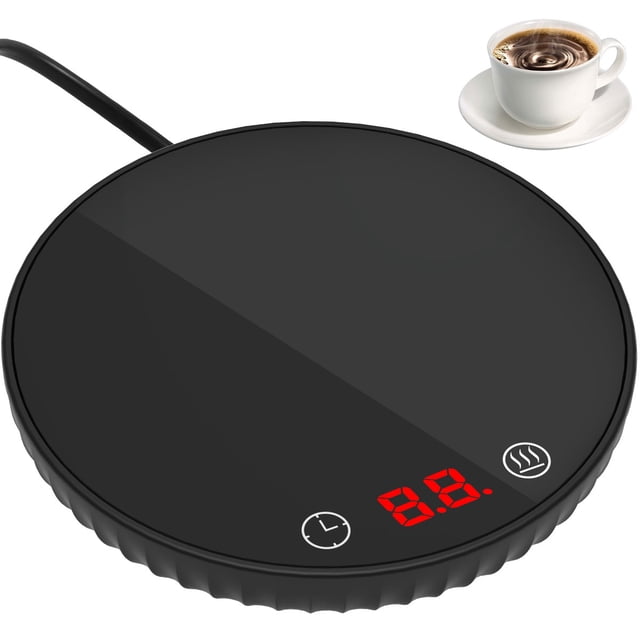 Grusce Coffee Mug Warmer Round Coffee Cup Warmer 8 Hours Auto Shut Off Portable Candle Warmer Ceramic Cup Warmer 2-Temp Settings Glass Cup Warmer Mug Heater for Coffee Milk