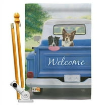 Breeze Decor BD-PT-HS-110126-IP-BO-D-US18-WA 28 x 40 in. Play Day with Buddy Nature Pets Impressions Decorative Vertical Double Sided House Flag Set & Pole Bracket Hardware