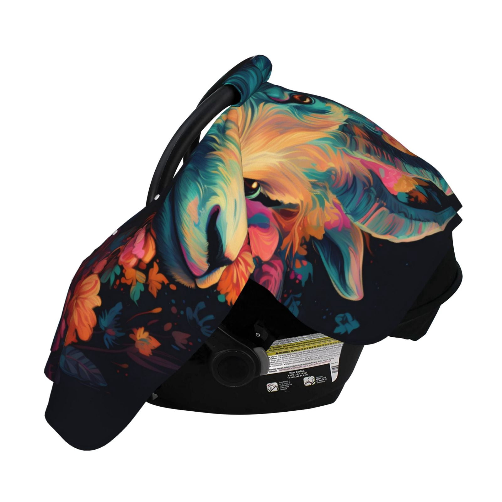 Naloa Colorful Flower Goat Baby Car Seat Cover, Breathable Baby Carrier Cover, Multiuse Baby Carrier Cover & Nursing Breastfeeding Cover