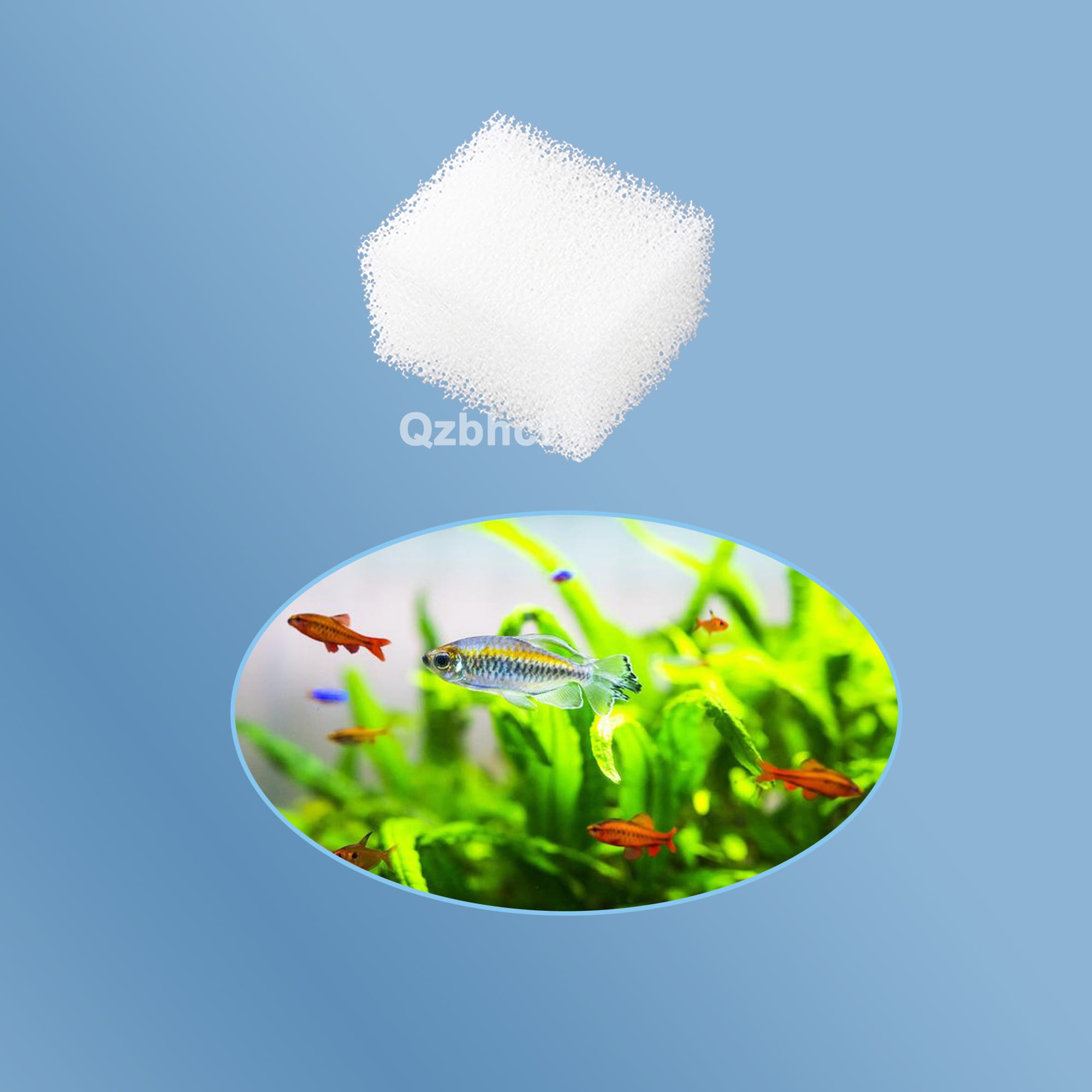 Qzbhct 20 Pcs Aquarium Bio Sponge White Foam Filter Pads Compatible with Aqua Clear 20 Filtration Systems