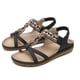 thumbnail image 5 of Bmisegm 2024 Summer New Women Bohemian Rhinestone Casual Flat Large Size Beach Shoes Sandals Women Summer Black 8.5, 5 of 7