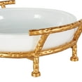 thumbnail image 4 of DecMode 15" x 5" White Tempered Glass Kitchen Serving Bowl with Gold Metal Stand, 1-Piece, 4 of 9