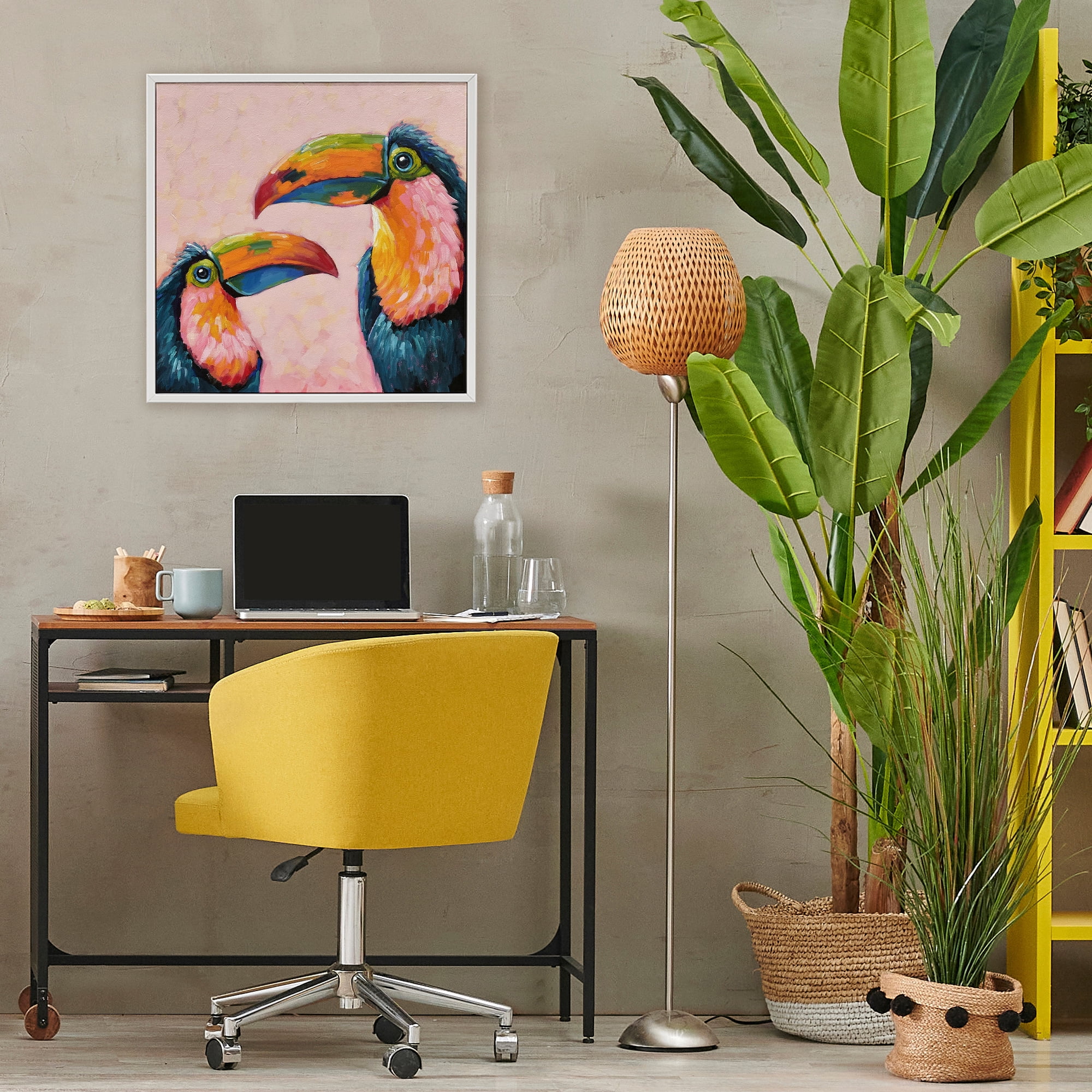 Stupell Industries Tropical Toucan Paradise White Framed Giclee Art, design by Lucia Stewart
