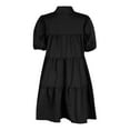 thumbnail image 5 of Kaemgyyd Women's Cute Dresses Casual Loose Tiered Short Sleeve Ruffle Hem Button down Pleated Shirt Mini Dress, 5 of 6
