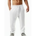 thumbnail image 4 of Sweatpants for Men 2025 Cotton Linen Loose Fit Straight Leg Drawstring Joggers with Pockets Mens Casual Pants Trousers, 4 of 8