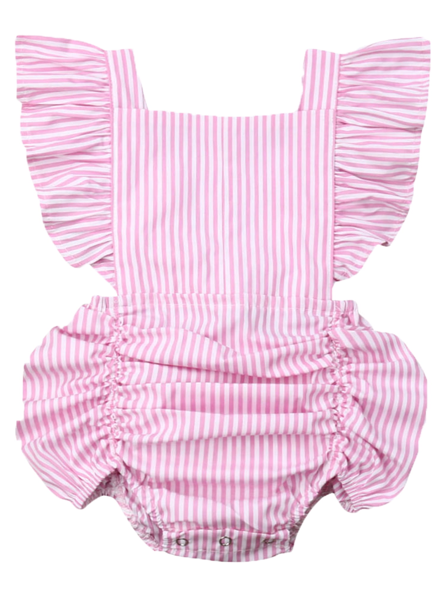 Newborn Infant Baby Girl Ruffles Backcross Romper Bodysuit Jumpsuit Outfit P 