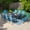 Blue, variant on SUMMIT LIVING 5-Piece Outdoor Patio Dining Set, 37" Square Patio Table with Umbrella Hole and Textilene Stackable Aluminum Chairs, Beige