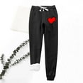 thumbnail image 2 of IROINNID Savings Fleece Sweatpants for Women Casual Jogger Love Printing Leggings Drawstring Waist Thick Warm Elastic Pants with Pockets,Black, 2 of 3