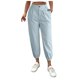 thumbnail image 1 of Pantalones de mujer de color liso con cremallera - Bolsillos en ángulo, tejido de seda helada - Secado rápido, transpirables, cintura con cordón ajustable para senderismo, yoga y actividades al air, 1 of 6