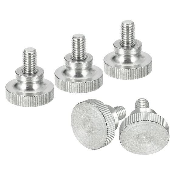 M6x10mm Knurled Thumb Screws, 5 Pack 304 Stainless Steel Flat Knurled Thumb Screws