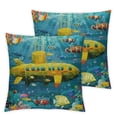 thumbnail image 2 of COMIO Pillow Covers Set of 2 Cartoon Submarine Fish Throw Pillow Covers Decorative Cotton Pillow Covers for Couch Bed Chair Outdoor White, 2 of 6