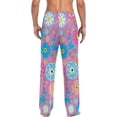 thumbnail image 2 of Floral Daisy Pattern Ghost Pajama Pants, Men's Lounge Pants Light with Drawstring and Pockets, Christmas New Year Birthday Father's Day Gifts, 2 of 7