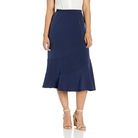Alfred Dunner Skirts - Navy Womens Gored A-Line Midi Skirt 8 - Walmart.com