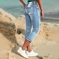 thumbnail image 6 of Lodgix Capris Pants for Women Low Waisted Straight Leg Jeans Stretchy Vinatge Skinny Jeggings Light Blue M, 6 of 6