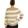 thumbnail image 3 of P.J. Salvage Womens Striped Pullover Sweater, Off-White, Small, 3 of 5