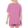 thumbnail image 5 of Busydd Pajamas for Women Set Fashion Polka Dot Two Piece Loungewear Set Round Neck Short Sleeve Tee Top and Shorts Women's Sleepwear XL, 5 of 7