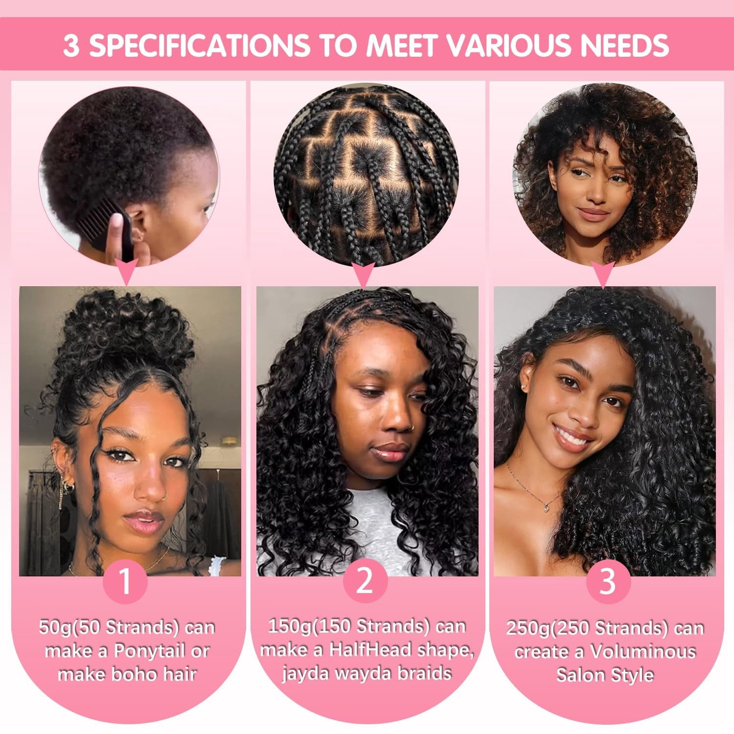 Tahikie Burmese Curly Human Crochet Hair Extensions for  display picture 1