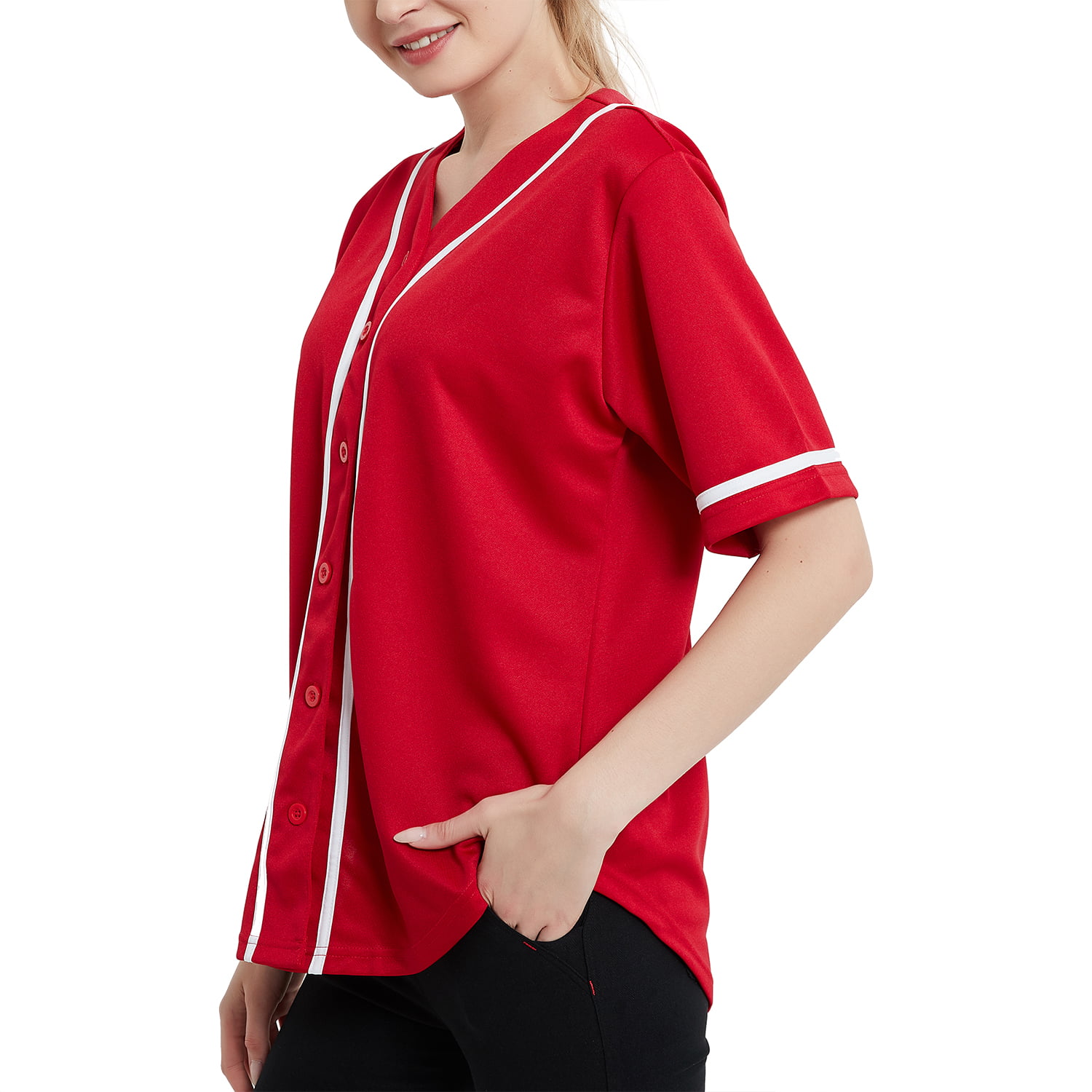  Women Baseball Jersey Button Down Shirts Oversized Hip Hop  Dance T-Shirts Baseball Costume Summer Tops Fashion Streetwear : Sports 