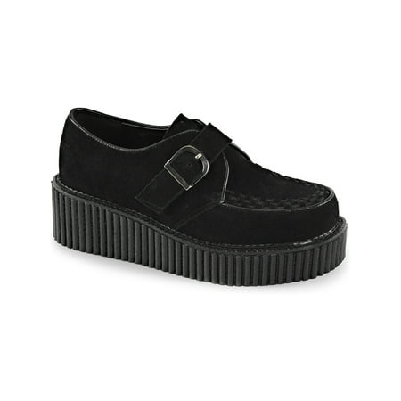 2 Inch Platform Basic Suede - womens black suede shoes buckle strap vegan monk creepers shoes 2 inch platform