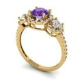 thumbnail image 2 of Three-Stone Engagement Ring for Women - 1.46ct Natural Amethyst in 14K Yellow Gold Promise Ring, 2 of 6