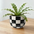 thumbnail image 2 of Mainstays Lennon 6" x 6" x 4.5" Round Black Checkered Ceramic Planter, 2 of 8