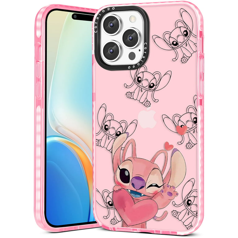 for iPhone 13 Pro Max Case Cute Cartoon Character Designer Pattern Cover  Kawaii Girly Girls Teens Boys Bumper Pink Love Heart Stih Couple Phone Cases  Clear Design for iPhone 13 Promax 6.7 