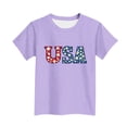 thumbnail image 6 of Afuyipoi Girls Graphic T-Shirt （for 3-15） Short Sleeve Independence Day Celebration Crew Neck Patriotic Tops Tee for Boys Purple Size 7, 6 of 6