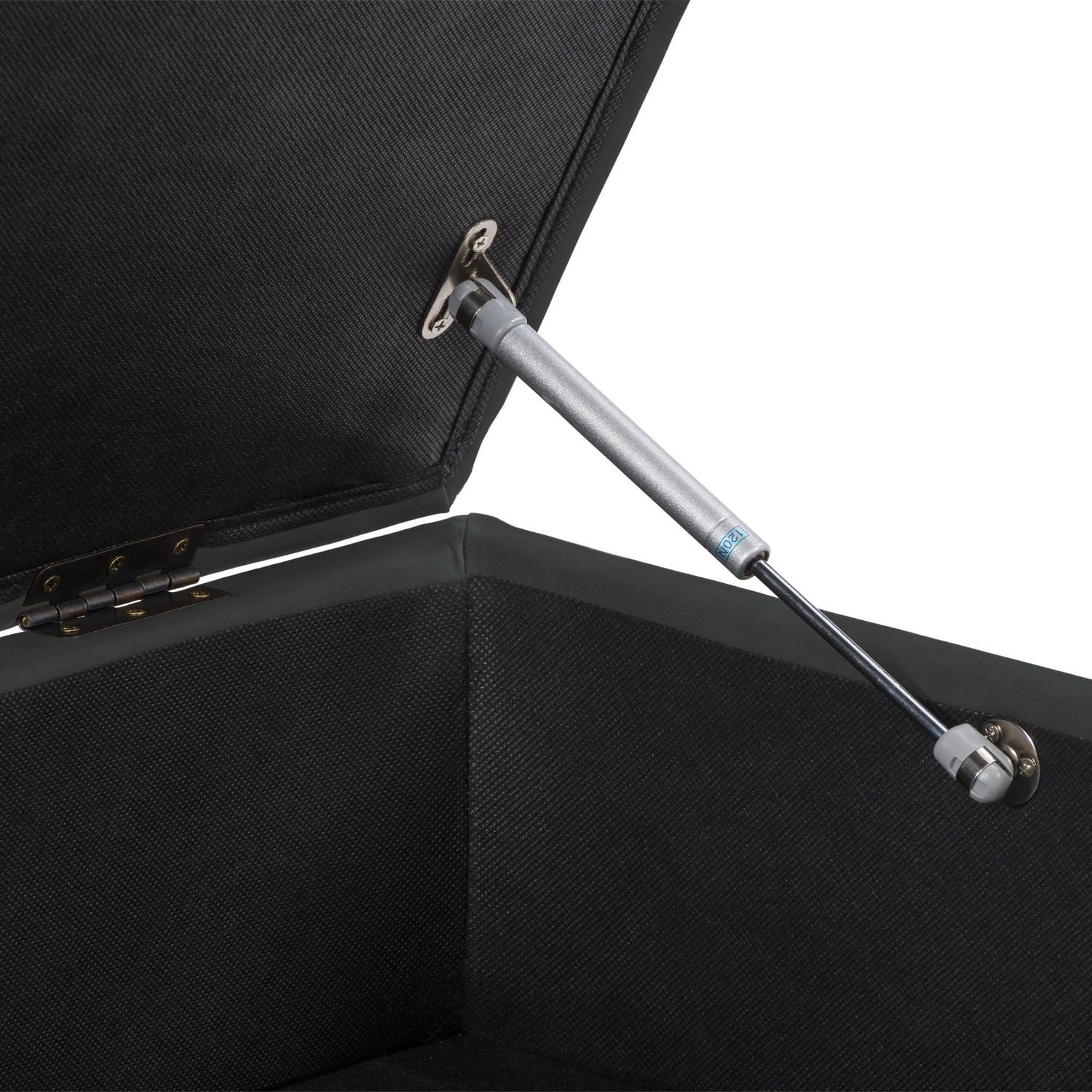 CorLiving Linden Black Upholstered Square Storage Ottoman with Metal Legs