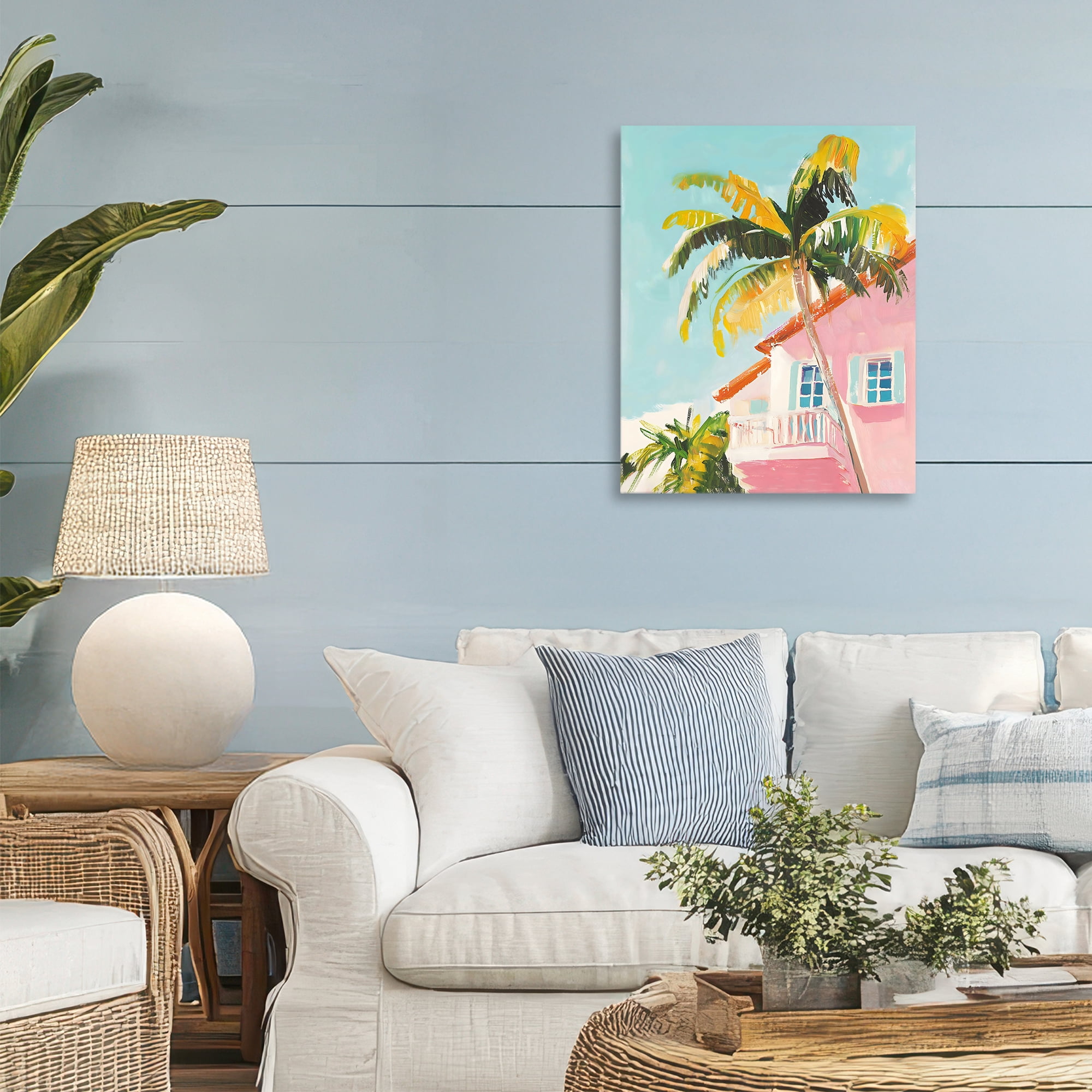Stupell Industries Pink House Palm Tree Canvas Wall Art, design by The Prints Vibe