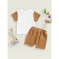 thumbnail image 5 of Elippeo Toddler Boy Summer Clothes 6 12 18 24 Months 3 4 Years Letter Print Short Sleeve T-Shirt with Solid Color Shorts 2Pcs Outfit, 5 of 10