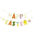 thumbnail image 2 of CoreLiving Easter Bunny Garland Felt Happy Easter Banner Spring Easter Egg Decorations for Mantle Fireplace Indoor Home Party Favor Supplies Pastel Bunting, 2 of 8