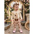 thumbnail image 3 of RUINIXCW Baby Girls Football Outfits Long Sleeve Ruffle Romper + Pants + Headband, 3 of 8