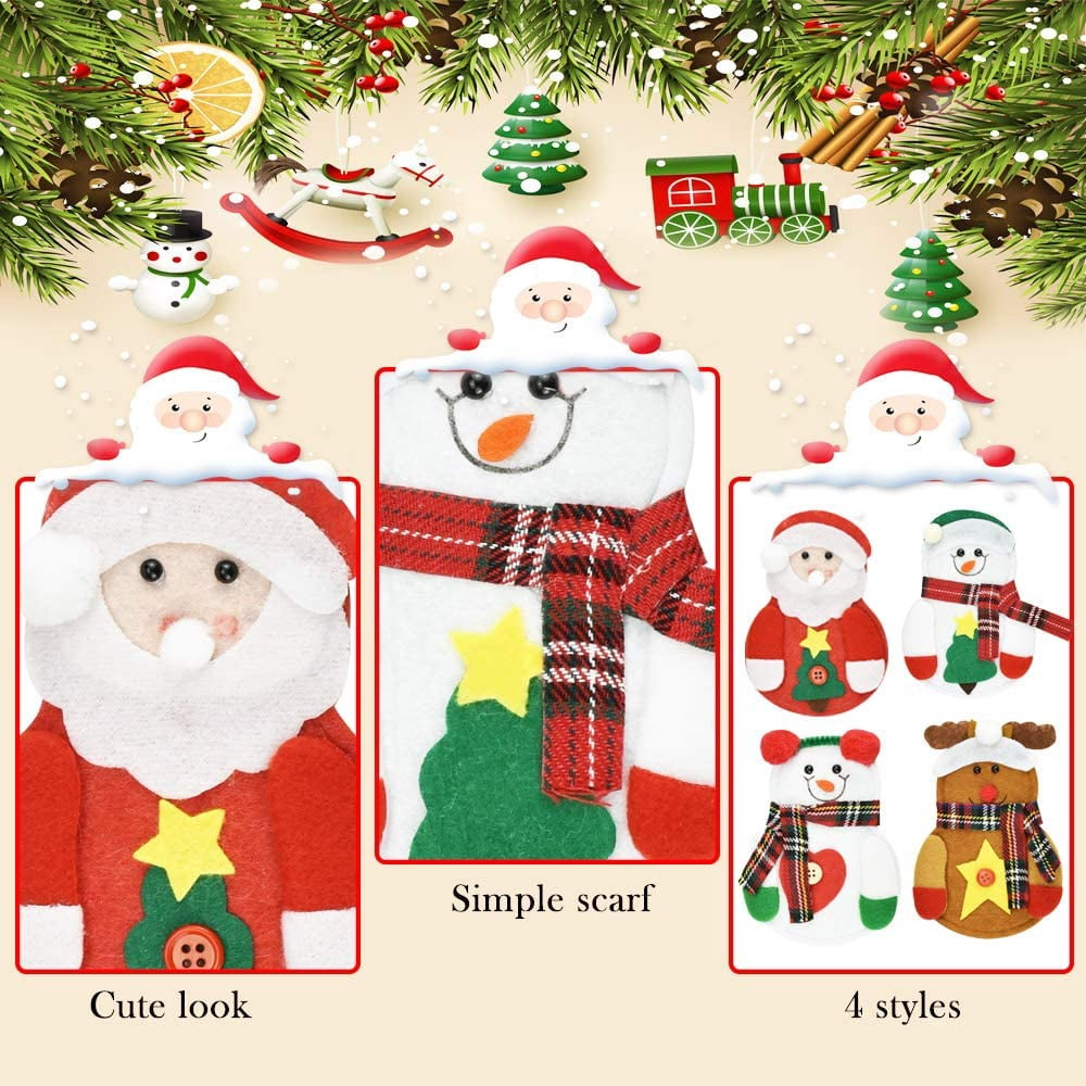 Weihnachts-Bestecktaschen – 8 Stück Mit Weihnachtsmann-Motiv, Rot