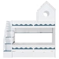thumbnail image 6 of Harper & Bright Designs Twin House Bunk Bed with Storage Stairs and Drawers, Wood Twin Over Twin Castle Bed with Drawers Shelves & LED Lights, White, 6 of 16