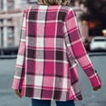 thumbnail image 4 of YUTK Womens Plaid Shawl Collar Cardigan Sweaters Long Open Front Flannel Jacket Buffalo Plaid Shacket Fashion Fall Outfits Hot Pink S, 4 of 7
