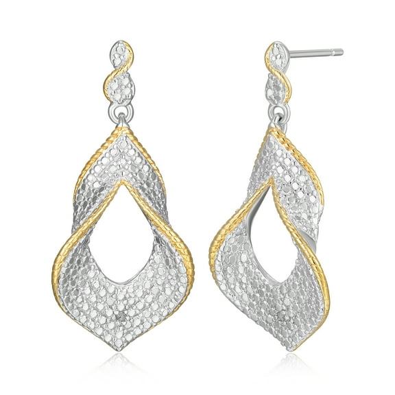 Forever Facets Diamond Accent Dramatic Drop Earrings in Two-Tone Rhodium over Bronze, Adult Female