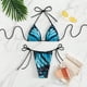 thumbnail image 4 of Traje de baño de 2 piezas para mujer, conjunto de bikini con sujetador triangular halter de baño para mujer, traje de baño con estampado de bikini, integración sin costuras, 4 of 8
