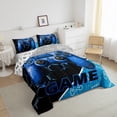 thumbnail image 3 of Feelyou Video Gamer Boy Full Size Comforter Sets, Blue Gamepad Modern Gaming Bedding Comforter Set, Honeycomb Abstract Reversible Bedding Sets, Lightweight Room Decor, 3pcs, 3 of 8
