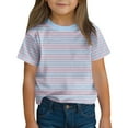 thumbnail image 2 of Cethrio Girls Stripe T-shirts, Casual Short Sleeve Soft Pullover Summer Tops Light Blue Size 9-10 T, 2 of 4